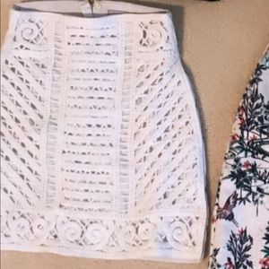Ivory woven detailed mini skirt